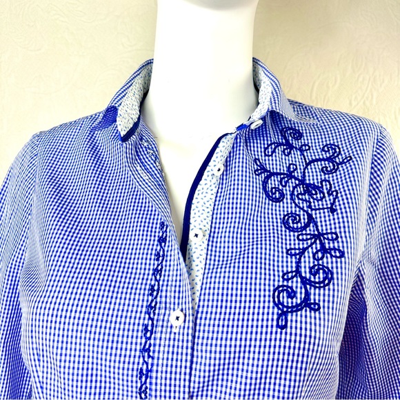 Wallman Austrian Embroidered Gingham Floral Shirt - Picture 4 of 16